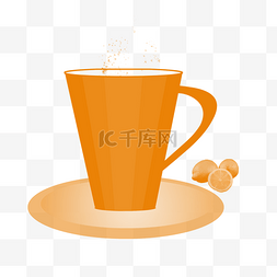 橙色卡通杯子饮料杯