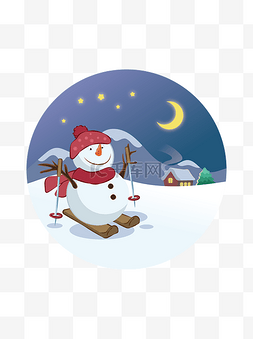 简约扁平卡通可爱圣诞冬日雪人矢