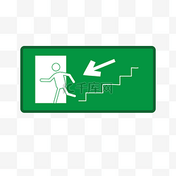 楼梯上下慢行图片_矢量绿色安全出口指示牌