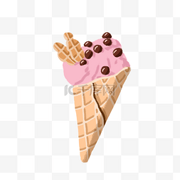 草莓甜筒冰激凌图片_草莓口味冰激凌PNG