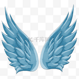 蓝色翅膀手绘图片_蓝色的翅膀手绘插画