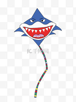 蓝色的鲨鱼风筝插画