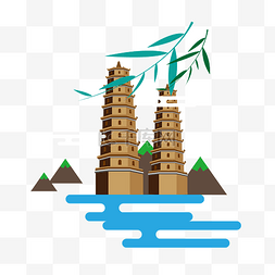 中国风古塔装饰图案