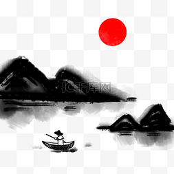 插画远山图片_水墨山水风景插画