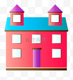 红色的房屋装饰插画