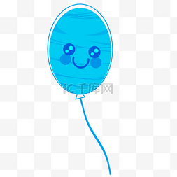 呆萌的气球图片_手绘蓝色的气球免抠图