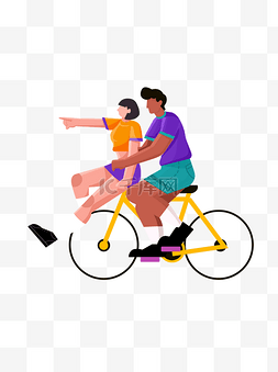 骑自行车约会的情侣元素