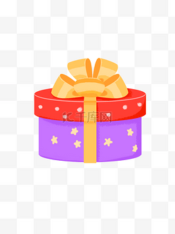 礼物盒圆形礼物盒图片_手绘风微立体精致圆形礼品盒蝴蝶