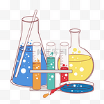 化学实验瓶子试管插画