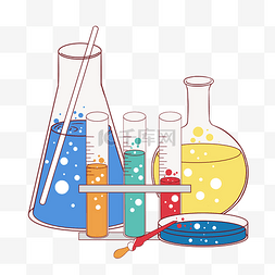 化学袭击图片_化学实验瓶子试管插画