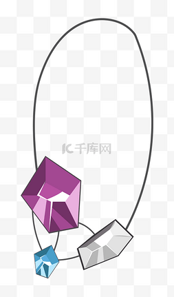 紫色水晶钻石图片_水晶宝石项链吊坠插画