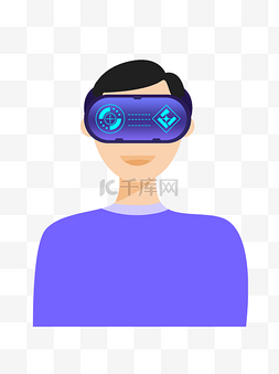 卡通vr图片_扁平化带着VR眼镜的男人