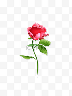 玫瑰花矢量图片_矢量手绘红玫瑰花一支可商用元素