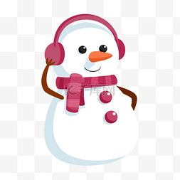 可爱雪地雪人图片_圣诞节下雪天雪地可爱耳机雪人免