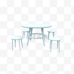 卡通桌子蓝色图片_卡通简约桌椅板凳