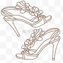 女性凉鞋图片_线描高跟鞋凉鞋