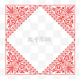 民族风纹样图片_喜庆红色中式窗花边框