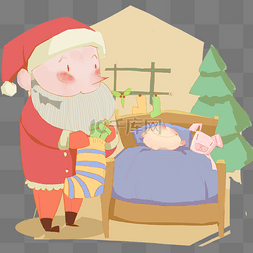 传统西方图片_圣诞节梦幻童话哄小孩睡觉