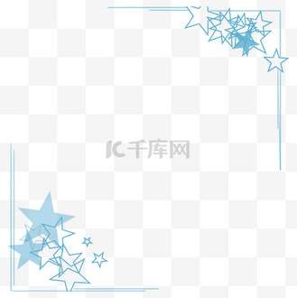 蓝色边角狂边框插画