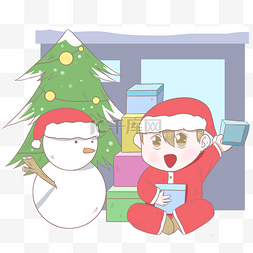 圣诞雪人和圣诞树