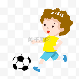 踢足球男孩图片_体育锻炼踢足球插画