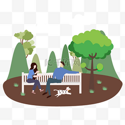 公园长椅上坐着的情侣