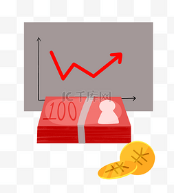 金色金融箭头图片_金融红色的钱币插画