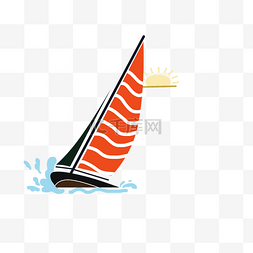 白色的帆船图片_红色的帆船手绘插画