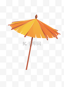 微立体剪纸风黄色雨伞