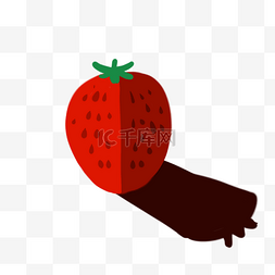 线条绿色白色图片_带阴影的卡通水果草莓