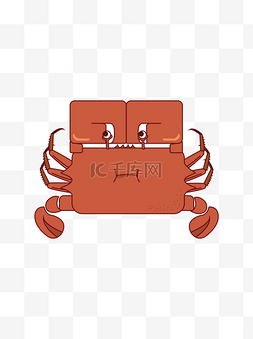 可爱蠢萌图片_趣味卡通扁平化方形动物螃蟹形象