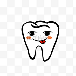 牙图片_手绘吐舌头的微笑牙齿