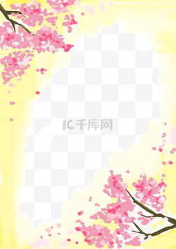 边框素材简约风图片_粉色小清新樱花边框