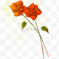 两朵花手绘图片_手绘红色玫瑰花插画