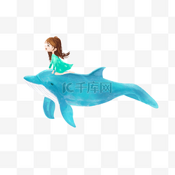 石锅鱼头汤图片_卡通坐在鲸鱼头上的女孩