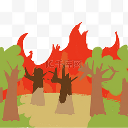 森林着火图片_卡通火灾矢量图下载