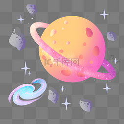 星球圆形图片_宇宙星球陨石插画