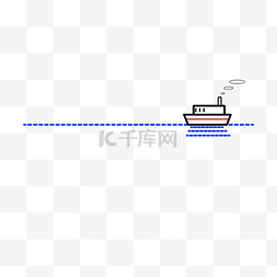 蓝色的分割线图片_卡通白色轮船分割线