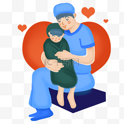 护士抱着小患者温馨插画
