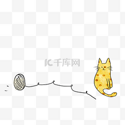 卡通黑色的猫图片_手绘猫咪分割线插画
