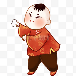 中国风的男孩图片_拿着雪球的卡通男孩