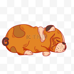 睡觉的小狗手绘插画