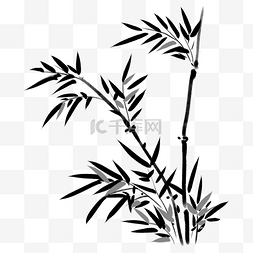 黑色叶子图片_黑色的竹子装饰插画