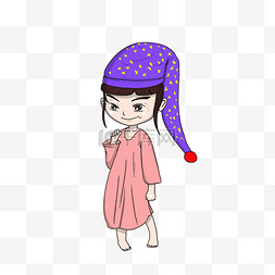 装扮小女孩图片_万圣节戴巫师帽的小女孩插画