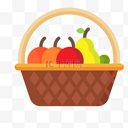 食品蔬菜水果图片_水果篮子矢量插画PNG