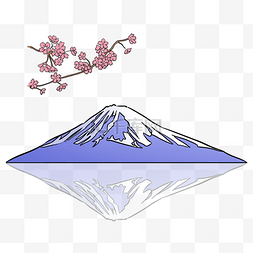 手绘日本建筑图片_景点建筑日本富士山插画