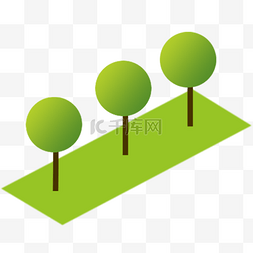 25d插画树图片_2.5D绿色立体树木插画