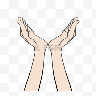 卡通摊开来的双手psd分层