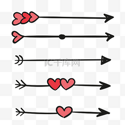 红色箭头矢量图片_情人节爱心丘比特之箭装饰图案