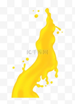 黄色果汁液体图片_飞溅的黄色液体插画